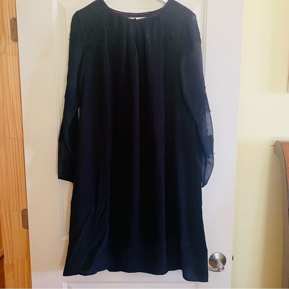 Boden LBD Sasha Whimsigoth Sheer Sleeves w Appliqué Lace Dress Size 10 LONG - Picture 6 of 7